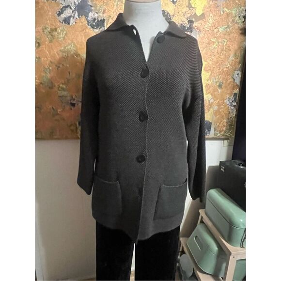 Margaret O'Leary San Francisco Heavy Wool Blend Tweed Black and Brown Knit Shack - Picture 1 of 10
